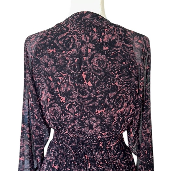 All Saints Nichola Rosey Smocked Draped Mini Dress in Berry Red - S - Picture 11 of 16